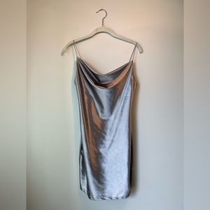 Silver Mini Dress with Cowl Neck / US Ladies Medium